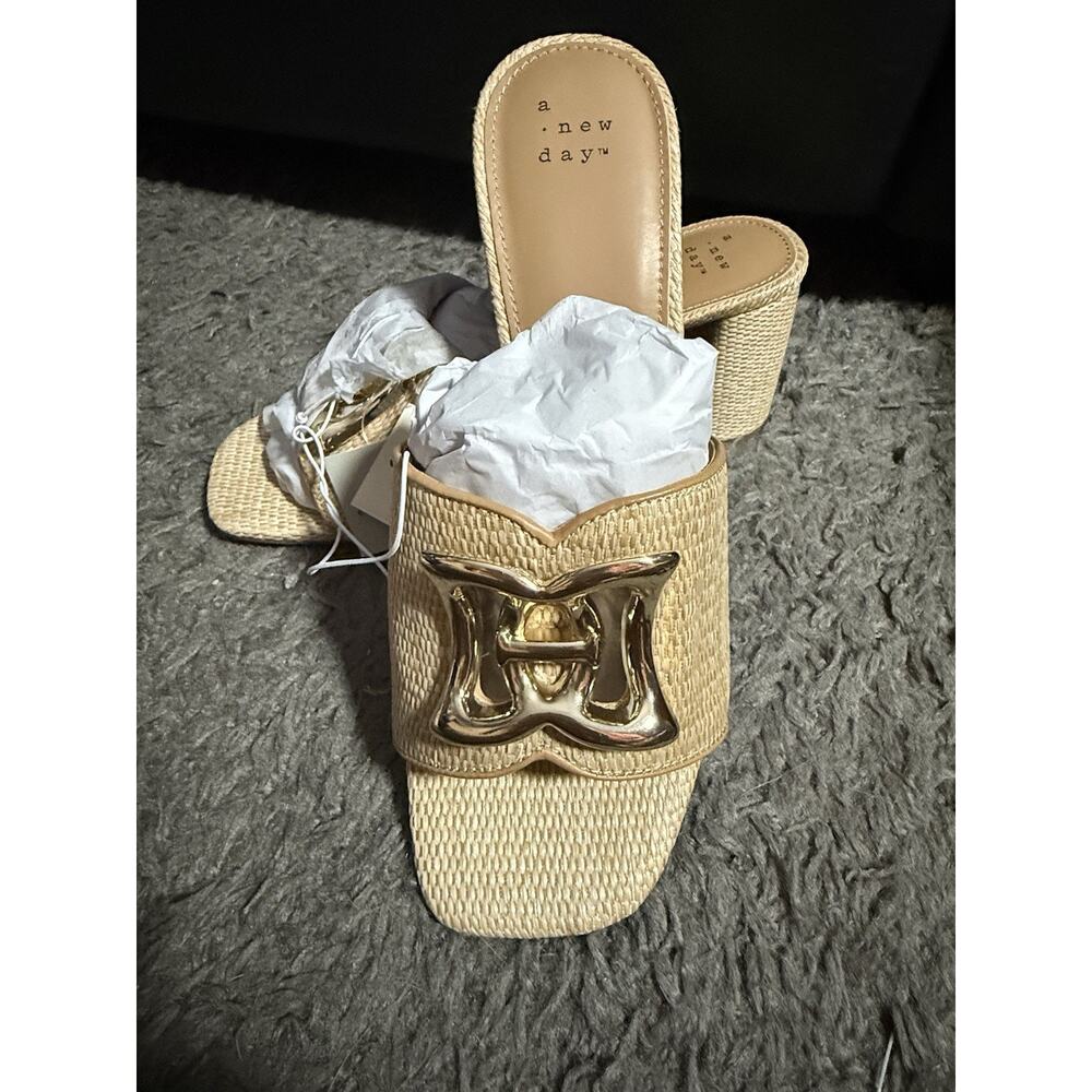 A New Day Shoes Lot Sz 8 Leopard Slingback Flats & Woven Block Heel Mules NWT - Picture 8 of 12